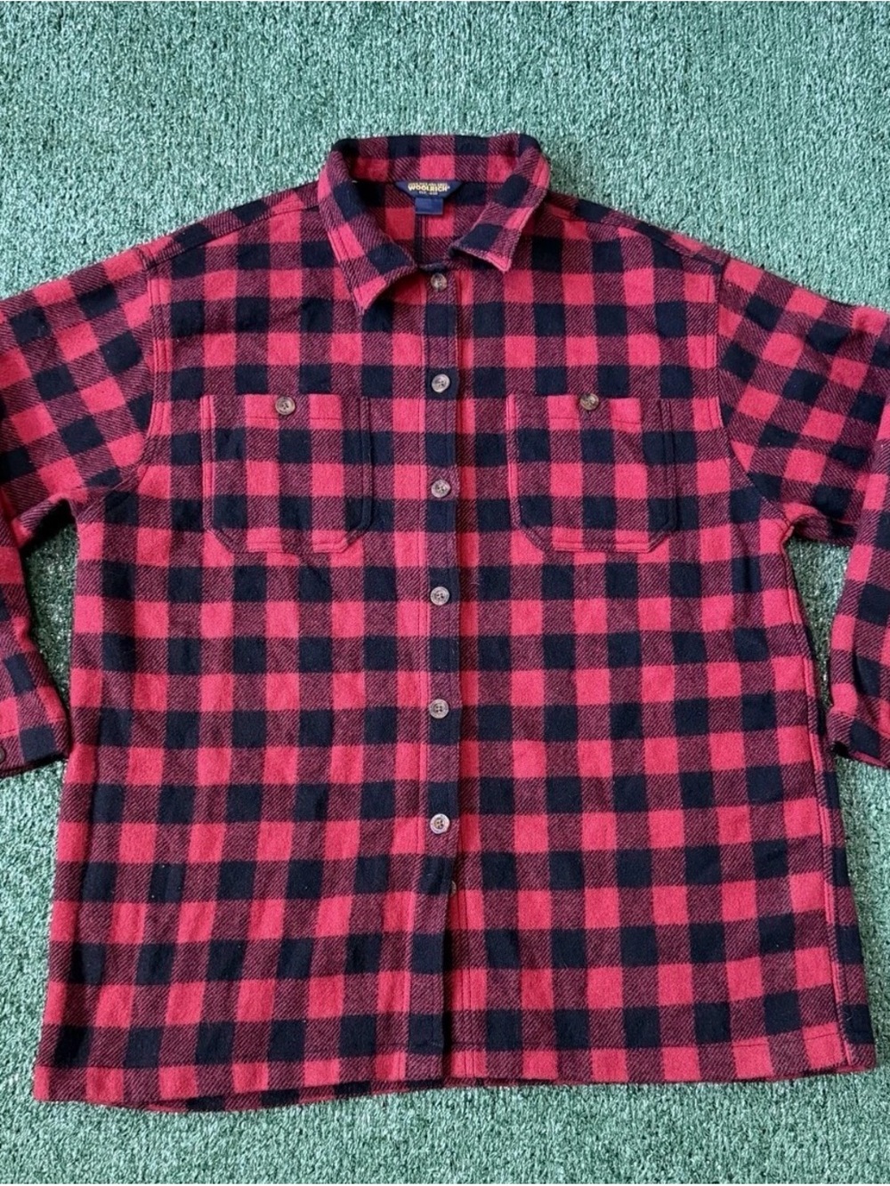 Vtg John Rich And Bros WOOLRICH Red Jacket Wool Flannel Buffalo Plaid Lumberjack